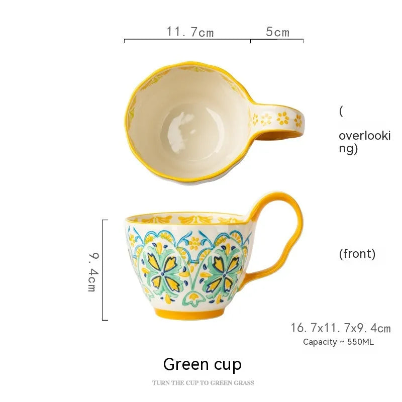 Handmade Large Capacity Painted Irregular Cups - Bellarte Enchanté Handmade Large Capacity Painted Irregular Cups